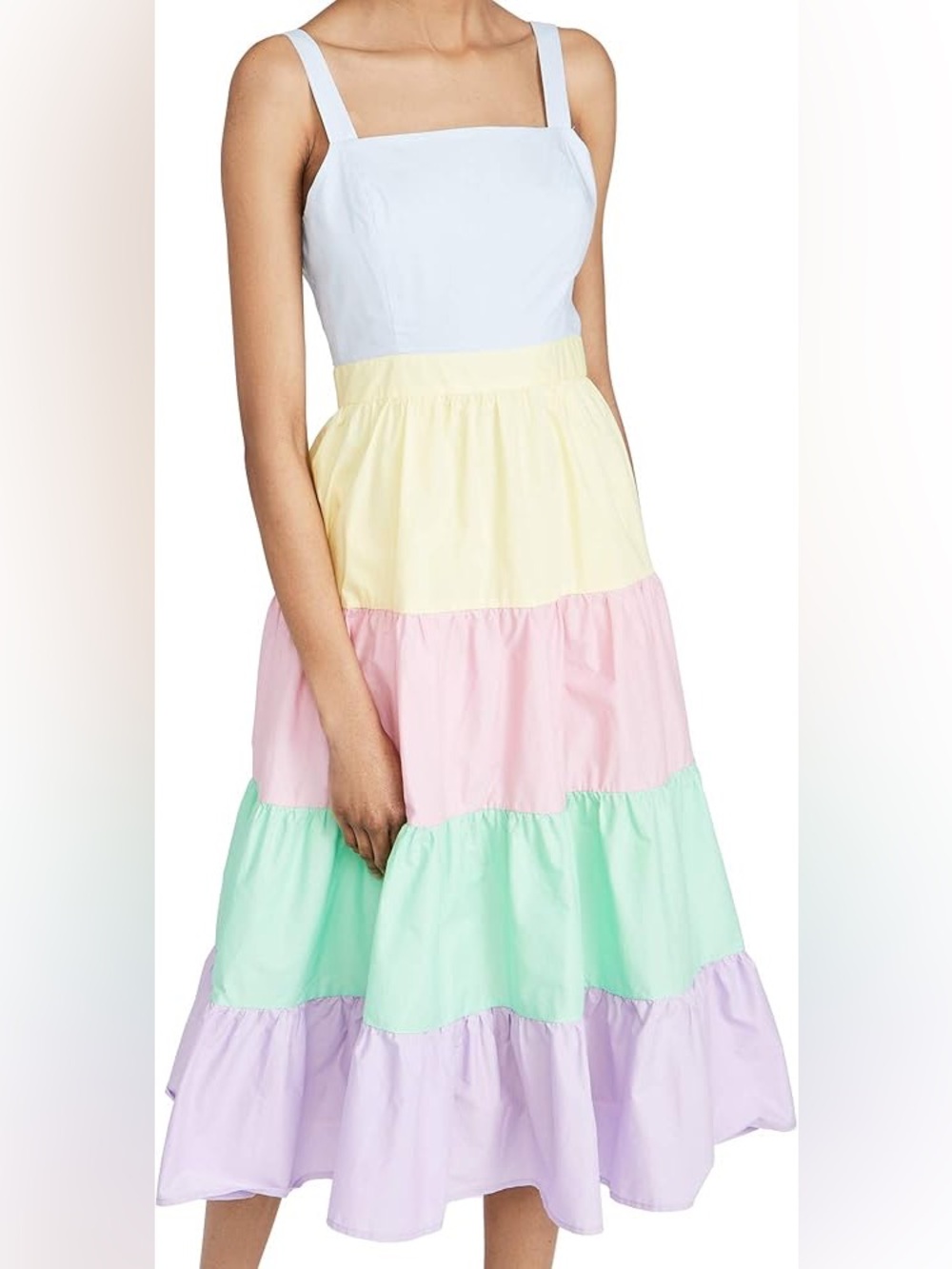 English Factory Colorblock Tiered Midi Dress